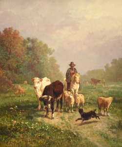 pastor con ganado vacuno